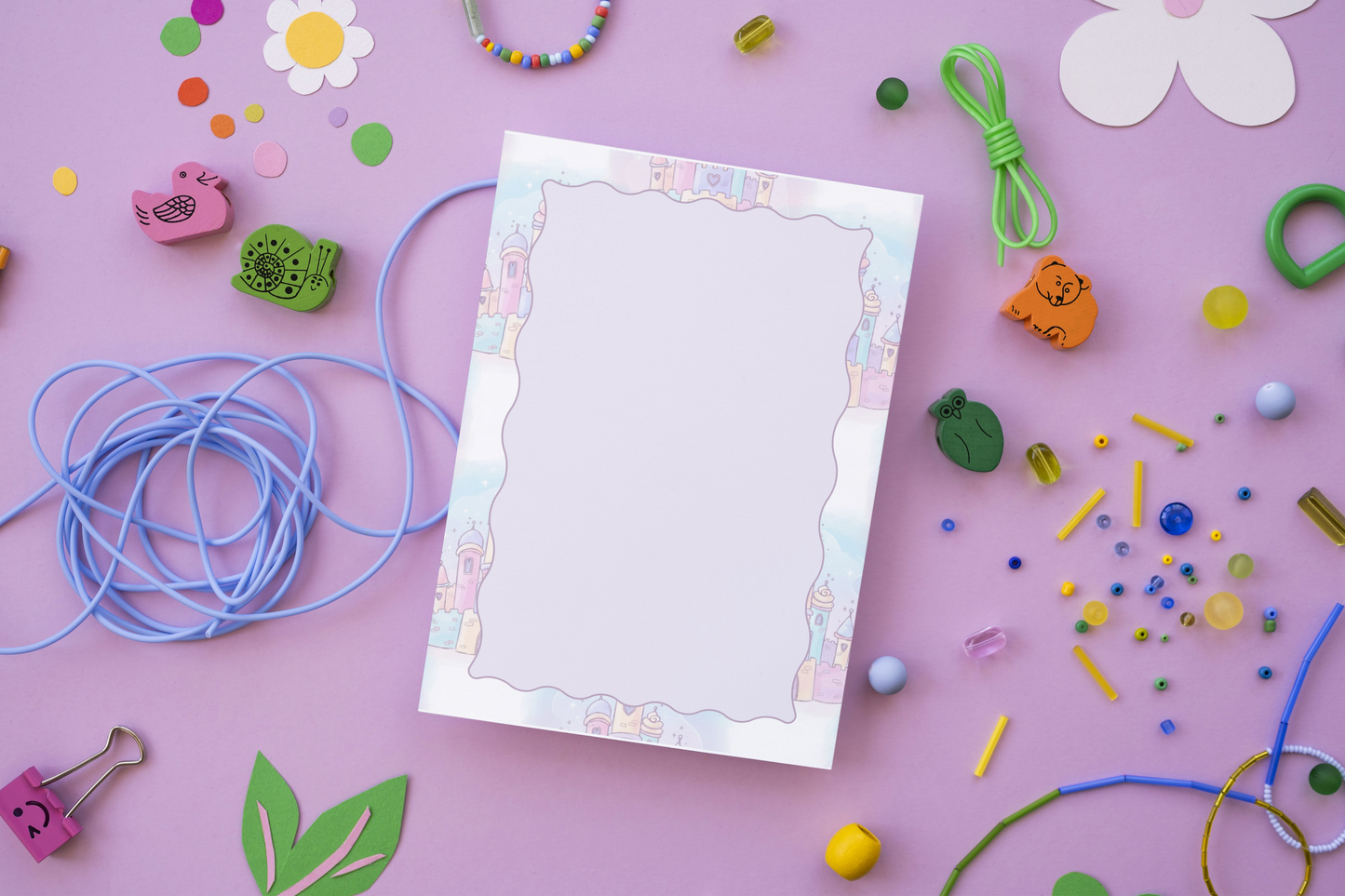 Dreamy Castle notepad with fairytale towers in soft pastel colours for kids and fantasy lovers