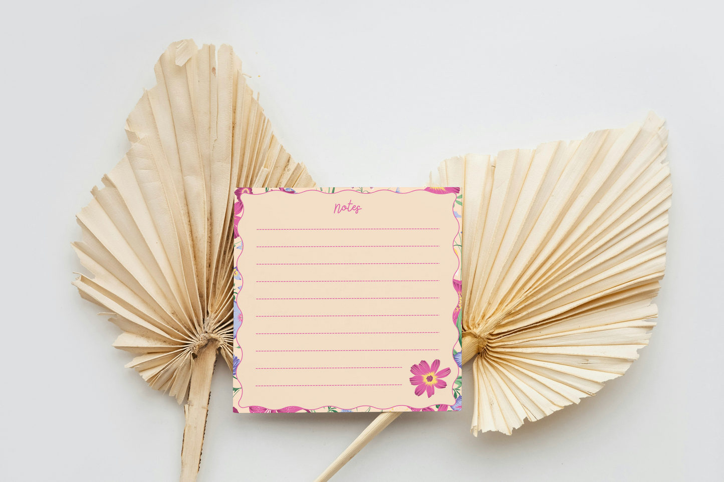 Magenta botanical memo pad 3.5x3.5 inches - premium square stationery