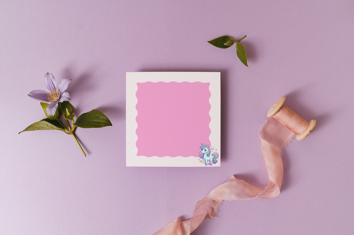 Pink unicorn sticky notes with magical design - 3x3 inches premium stationery