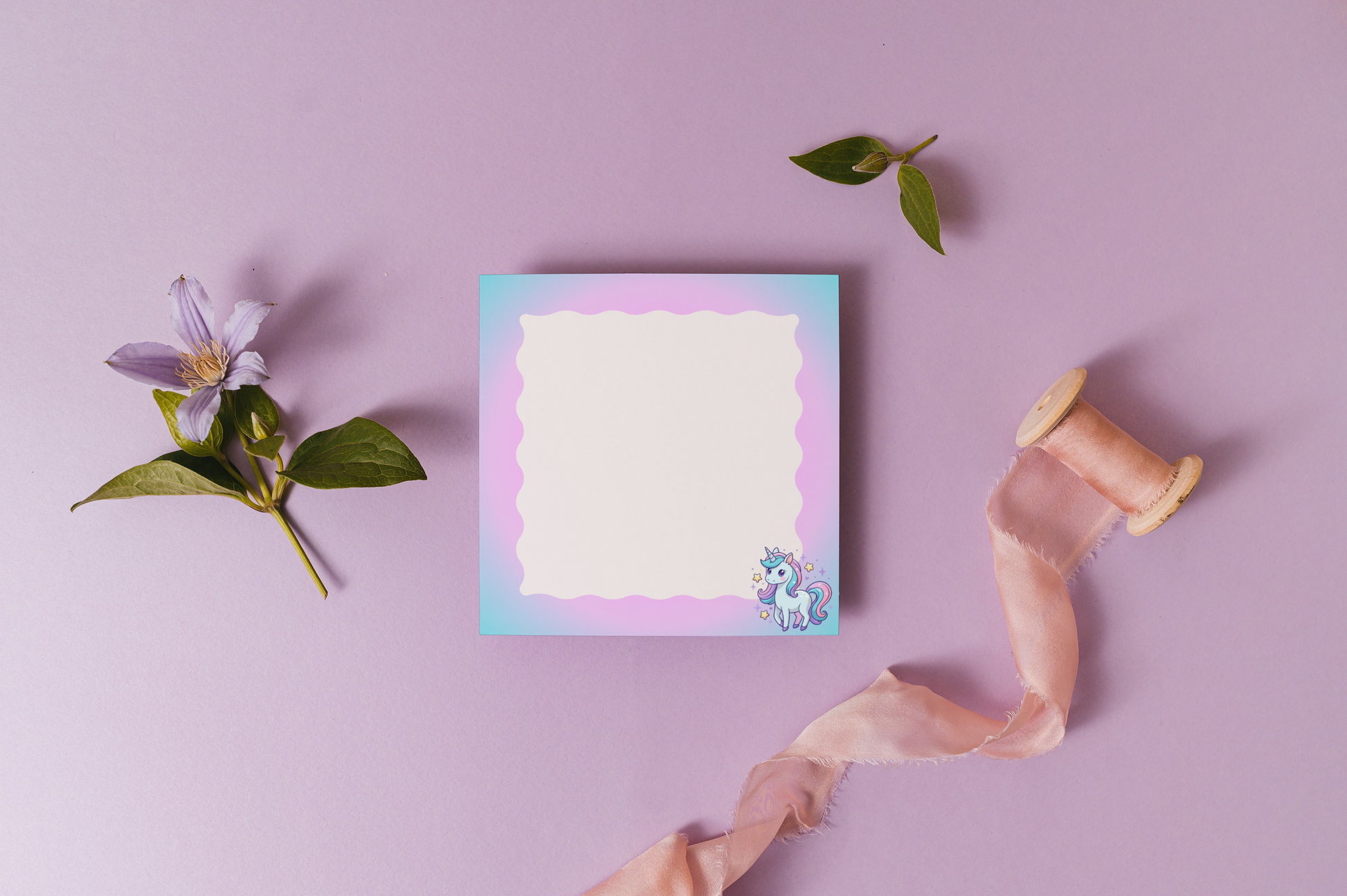 Rainbow unicorn sticky notes with dreamy design - 3x3 inches premium stationery