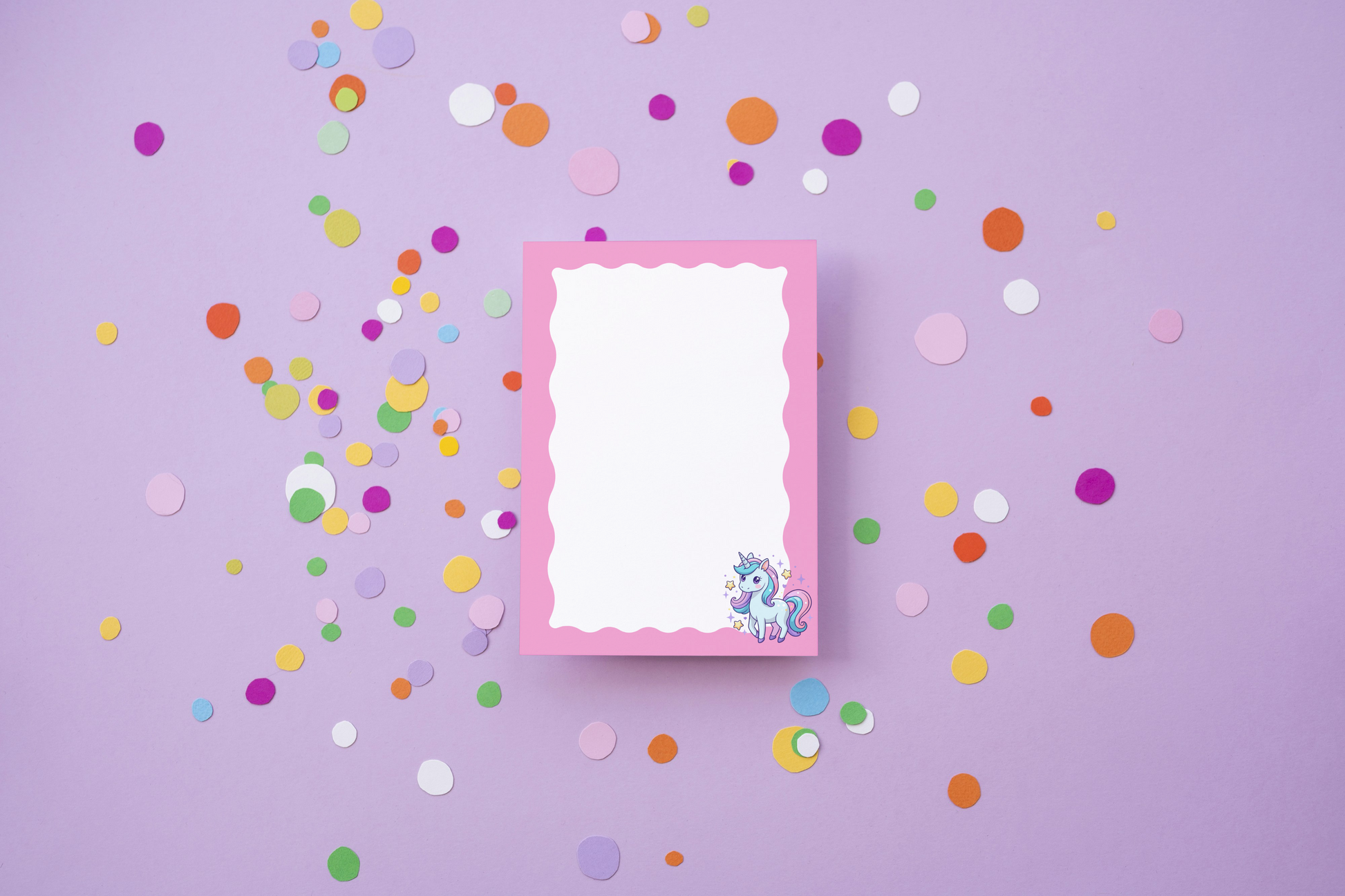 Magical unicorn notepad with flowing mane and sparkle design, 5x7 inches 40 sheets premium paper for kids